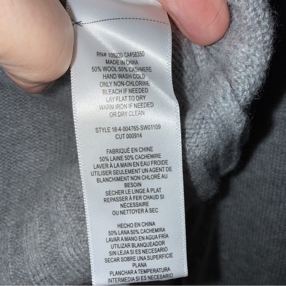 Equipment Femme ‘Abel’ Cashmere Wool Slit Mock Neck Sweater M Gray Pullover - Picture 4 of 4